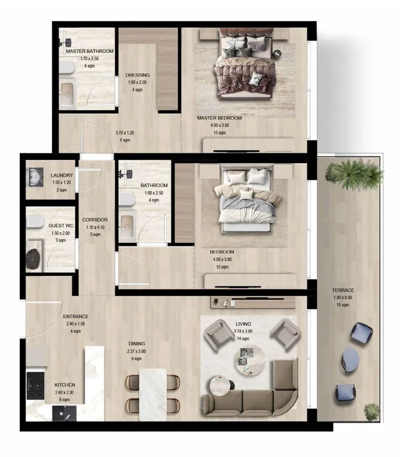 2 Bedrooms