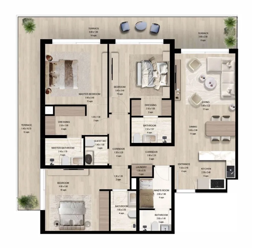 3 Bedrooms