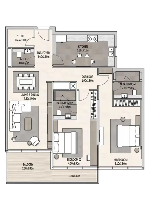 2 Bedrooms
