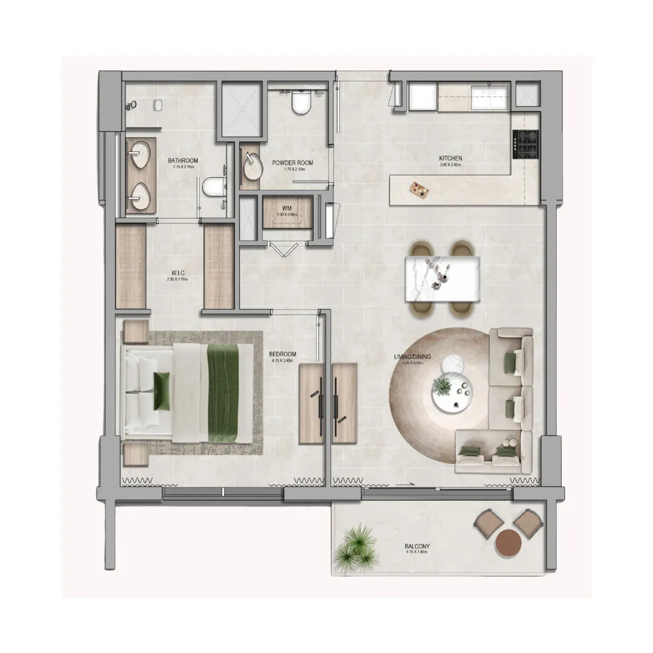 1 Bedrooms